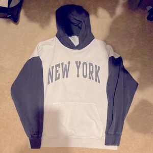 Pacsun New York hoodie, Medium (can fit like a large), Navy blue & White/Cream.